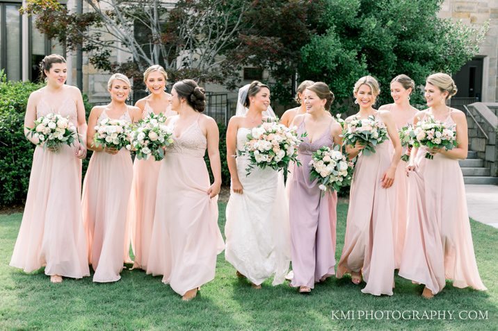 a bride and bridesmaids at a wedding in Wilmington NC