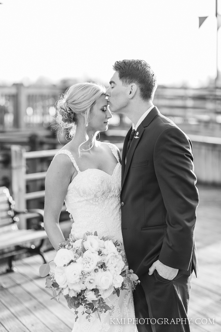 a bride and groom on the Wilmington riverfront