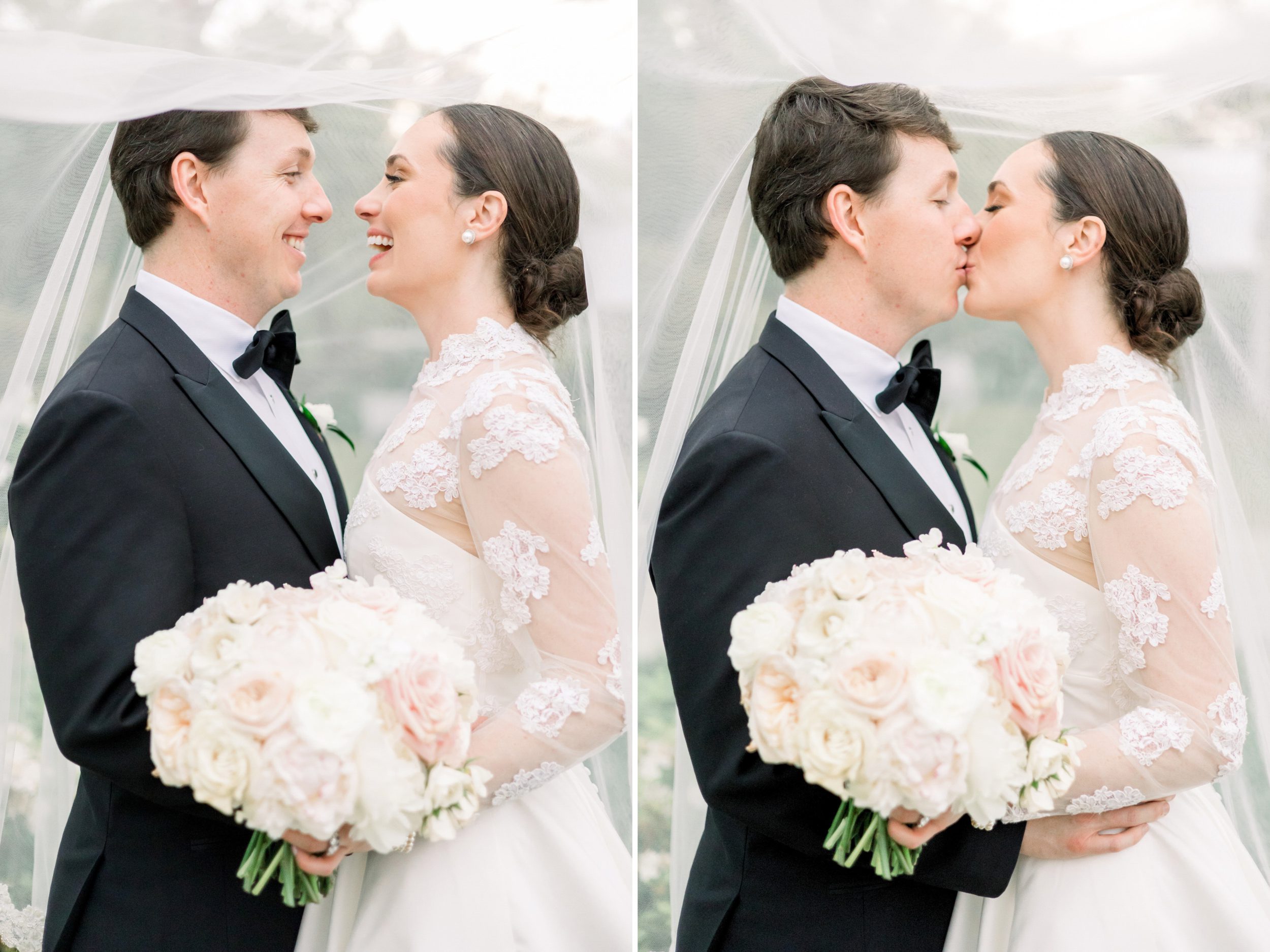 bride and groom photos in the evening light at Sycamore Bend Estate in Wilmington NC