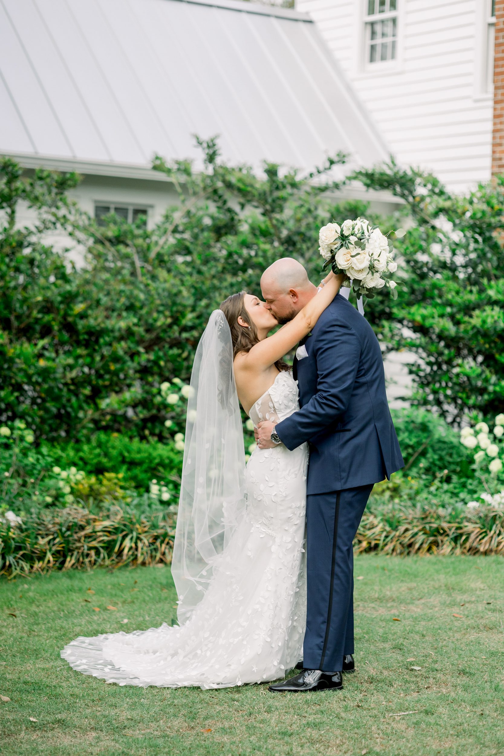 Bride and groom portraits for a beautiful Wilmington NC wedding at a popular wedding venue.